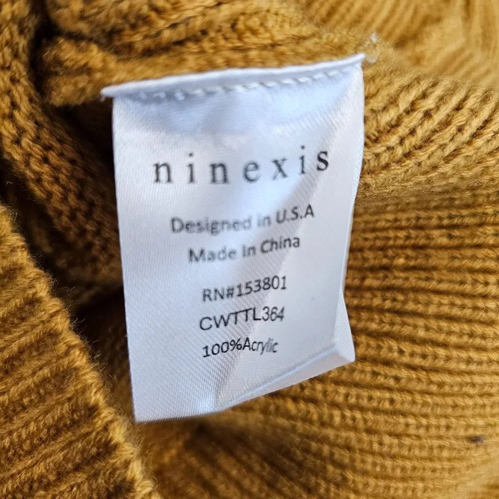 Ninexis Sweater Women's Medium‎ Camel Shawl Neck Tassels Pullover Soft Knit